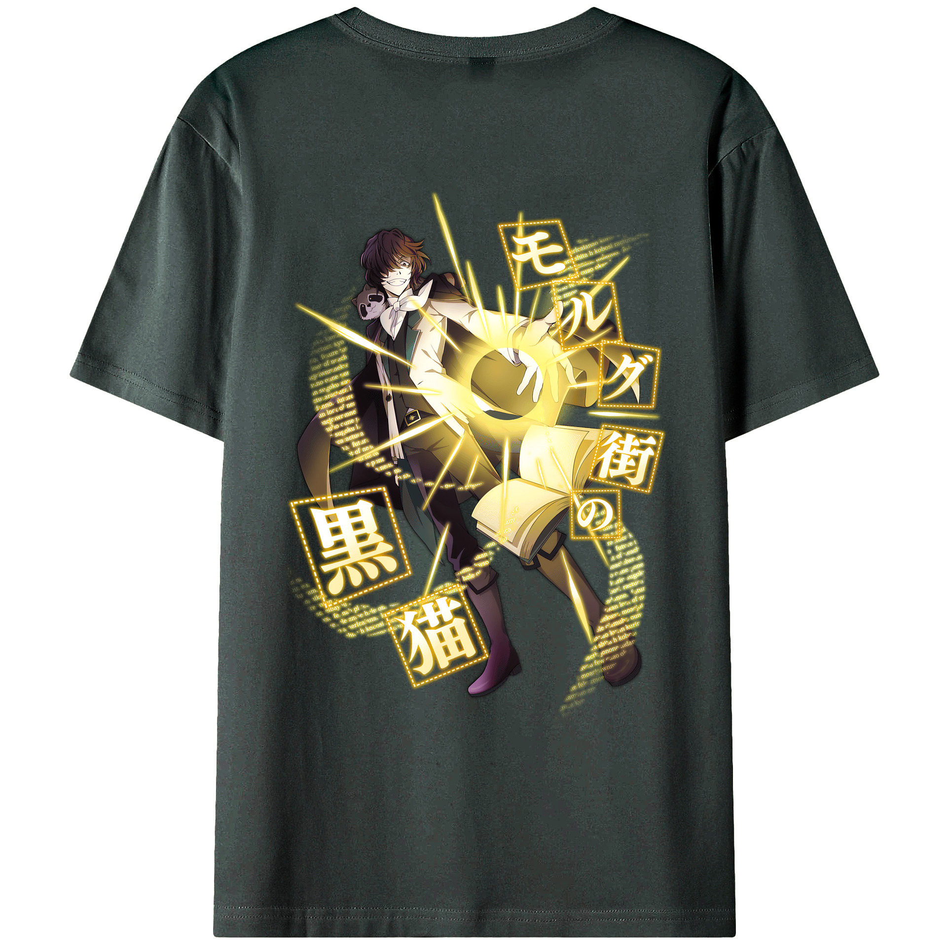 文豪ストレイドッグス Bungo Stray Dogs 綿100％ メンズ半袖Tシャツ（バックプリント） 通気性